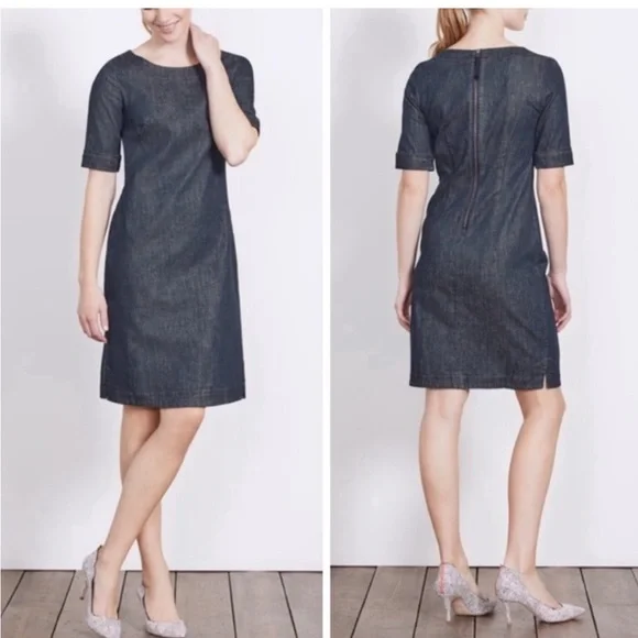 Boden Rhea Rinse Indigo Denim Sheath Dress 6L